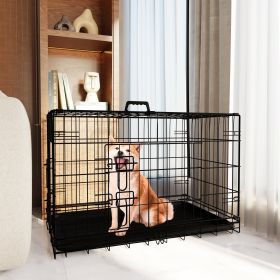 Dog Crate, 36 Inch Medium Dog Cage with Divider and Plastic Leak-Proof Pan Tray, Double Door Folding Metal Wire Cage for Indoor, Outdoor, and Tra Dog Crate, 36 Inch Medium Dog Cage with Divider and Plastic Leak-Proof Pan Tray, Double Door Folding Metal Wire Cage for Indoor, Outdoor, and Tra